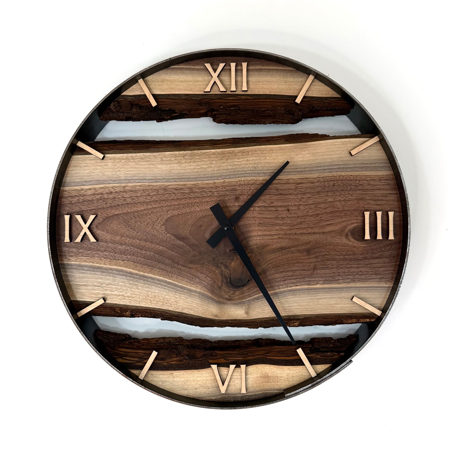 *NEW // 14” Black Walnut Live Edge Wood Wall Clock
