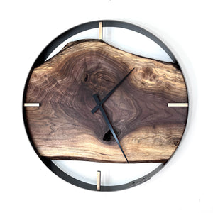 *NEW // 21” Black Walnut Live Edge Wood Clock