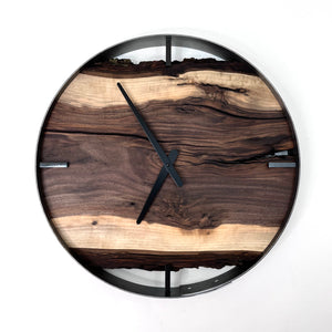 *NEW // 18” Black Walnut Live Edge Wood Wall Clock