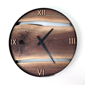 *NEW // 18” Black Walnut Live Edge Wood Clock