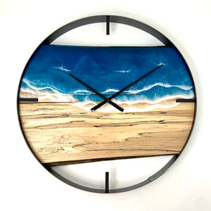 25” Life’s a Beach Live Edge Spalted Maple Wood Wall Clock