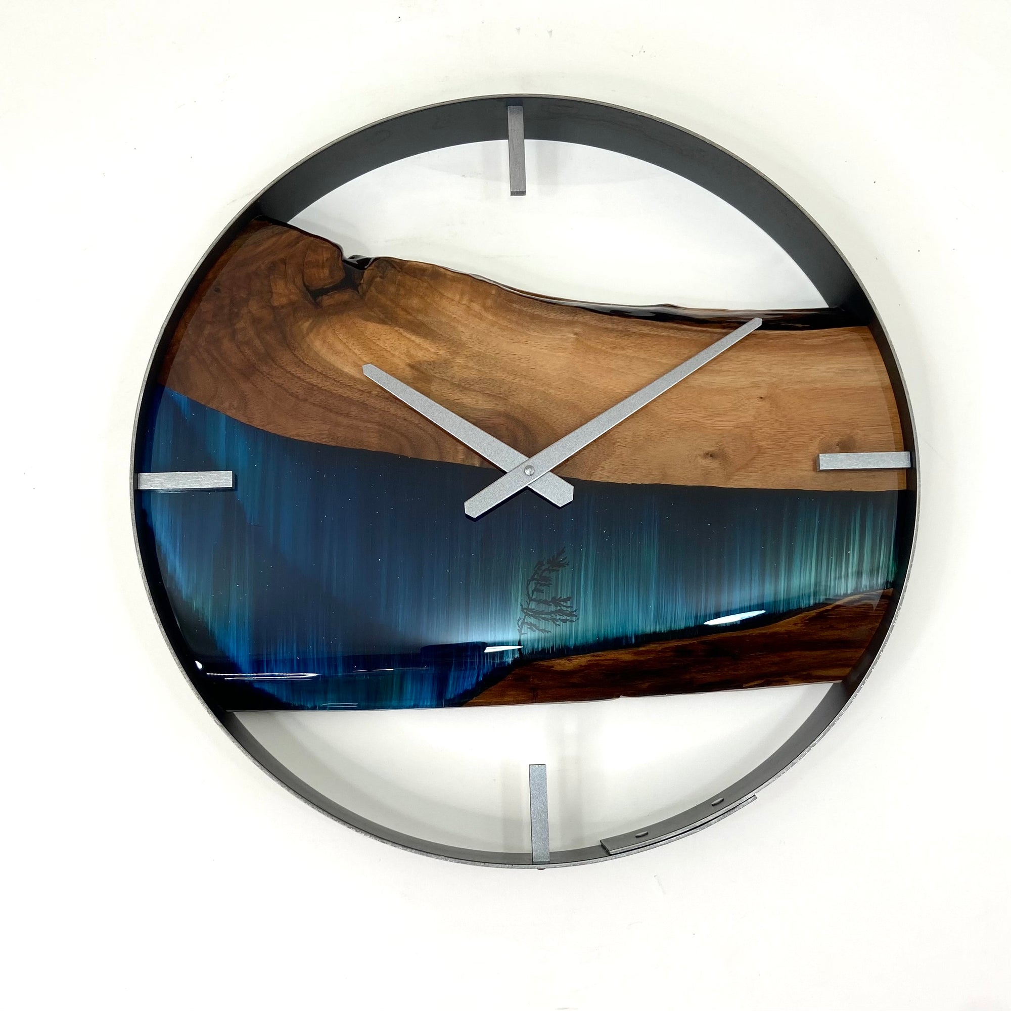 * NEW // Northern Lights Live Edge Black Walnut Wood Wall Clock