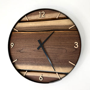 *NEW // 18” Black Walnut Live Edge Wood Clock