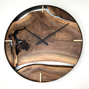 *NEW // 30” Black Walnut Live Edge Wood Wall Clock