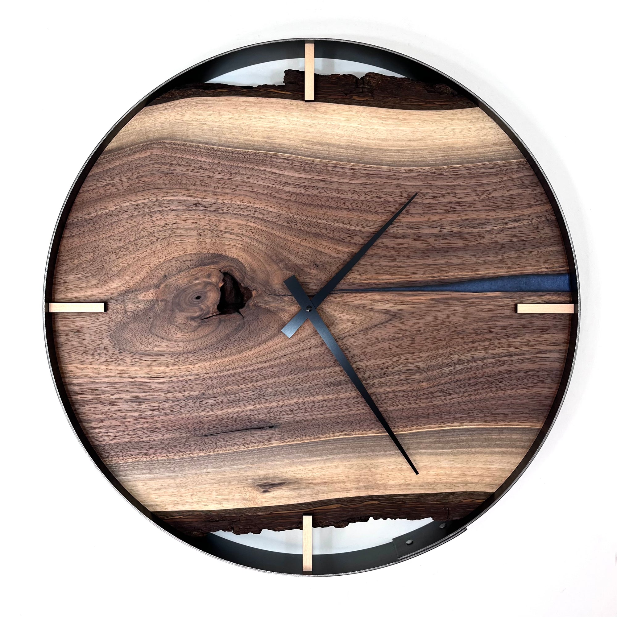 *NEW // 21” Black Walnut Live Edge Wood Clock ft. Grey Epoxy Inlay