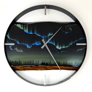 *NEW // 21” Northern Lights Live Edge Black Walnut Wood Wall Clock