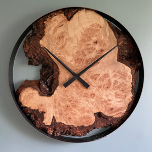 30” Maple Burl Live Edge Wood Clock