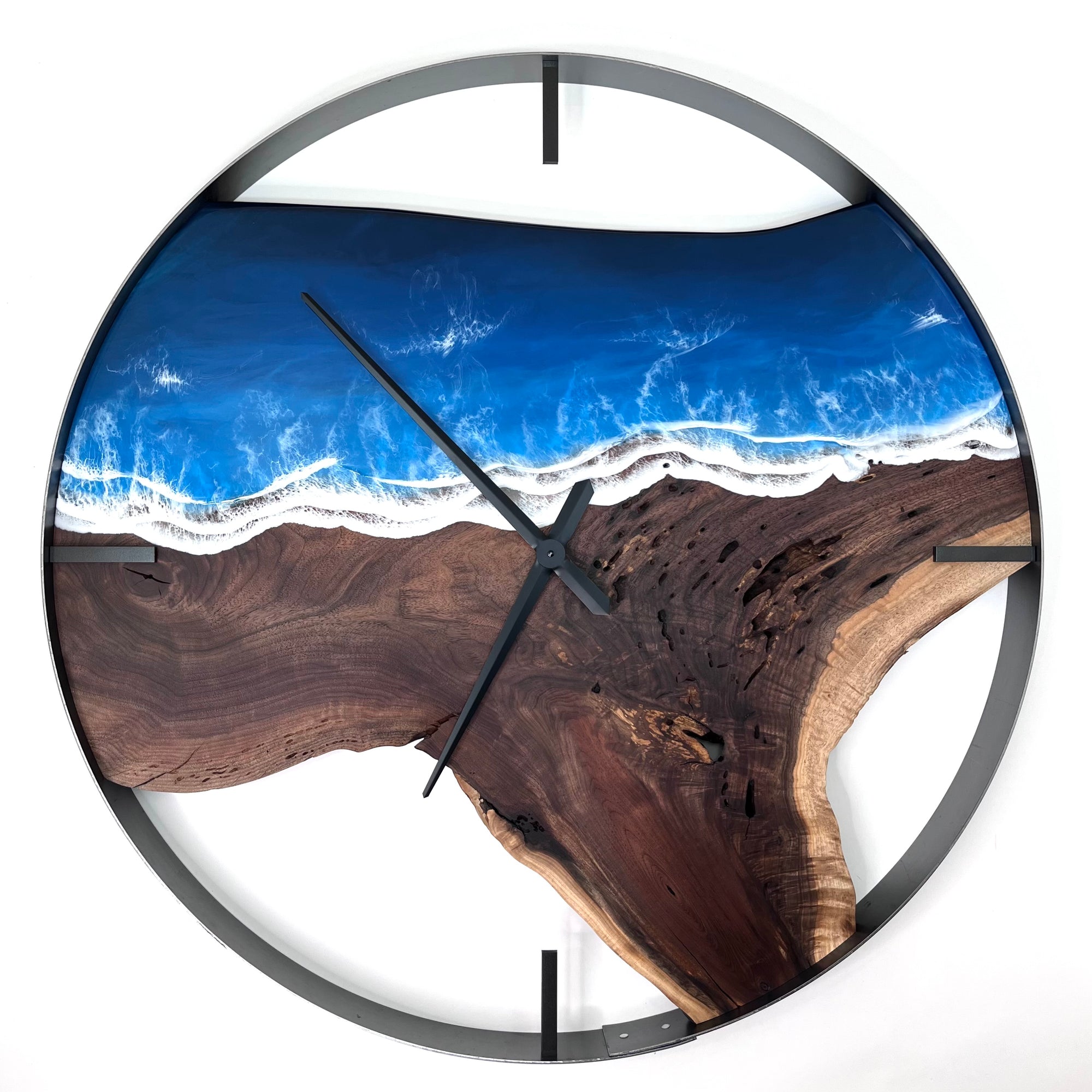 *RESERVED // 34” Life’s a Beach Live Edge Black Walnut Wall Clock