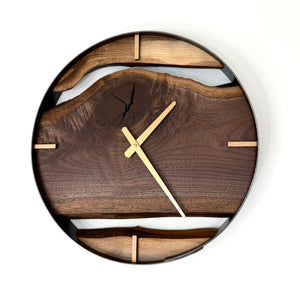 *NEW // 18” Black Walnut Live Edge Wood Clock
