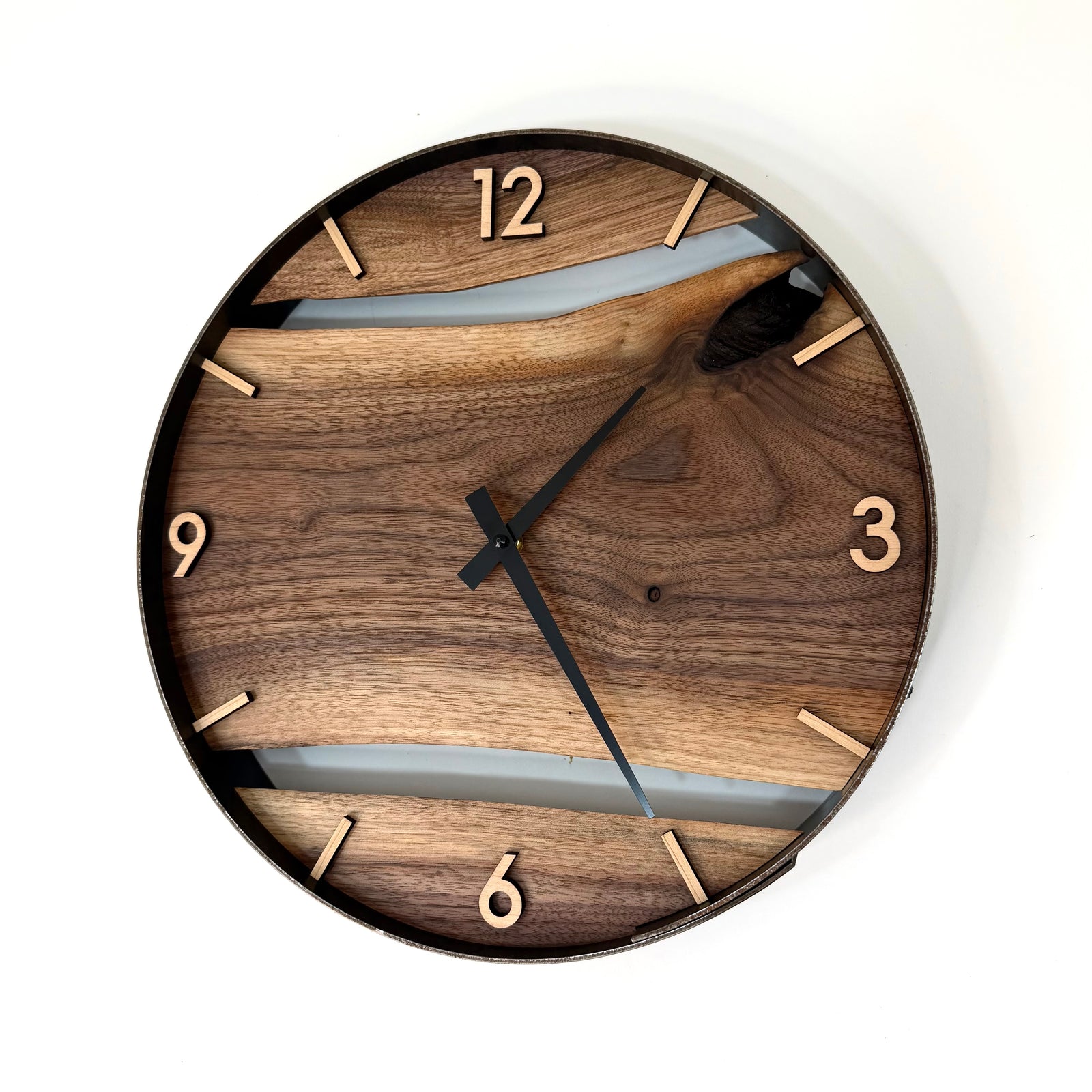 *NEW // 14” Black Walnut Live Edge Wood Wall Clock