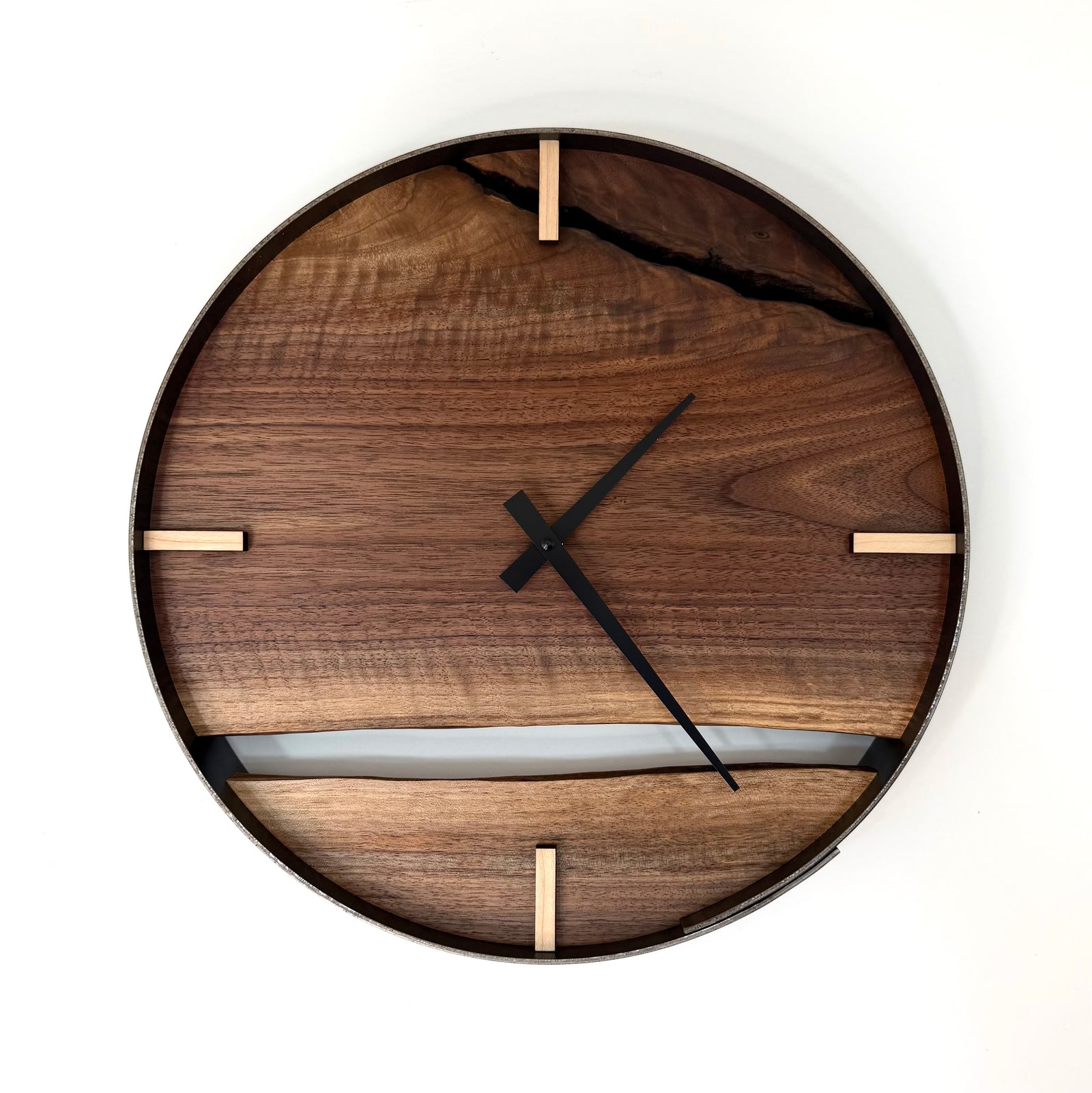 *NEW // 14” Black Walnut Live Edge Wood Wall Clock