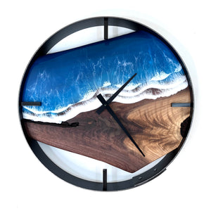*NEW // 14” Life’s a Beach Live Edge Walnut Wood Wall Clock