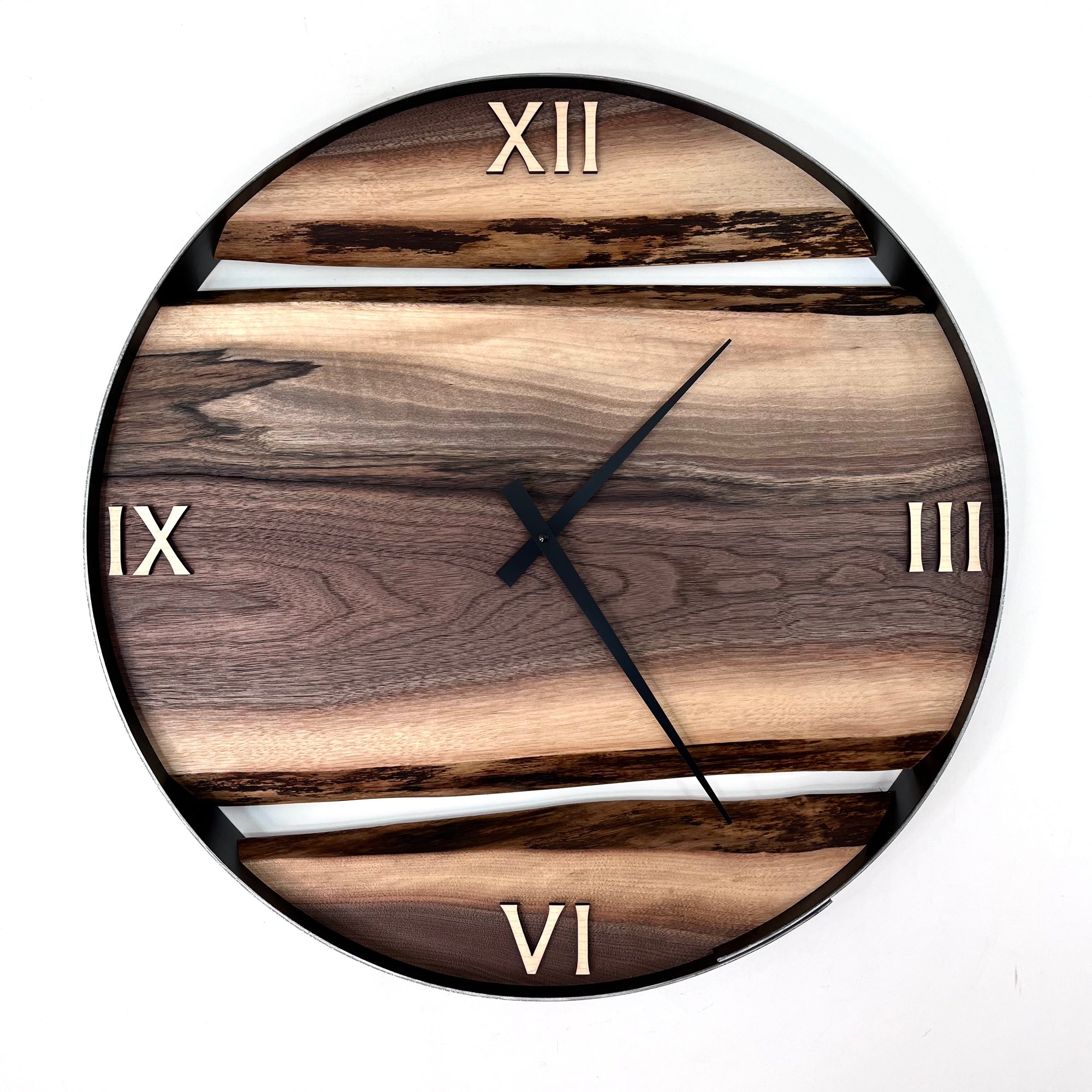 *NEW // 21” Black Walnut Live Edge Wood Clock