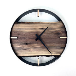 *NEW // 14” Black Walnut Live Edge Wood Wall Clock