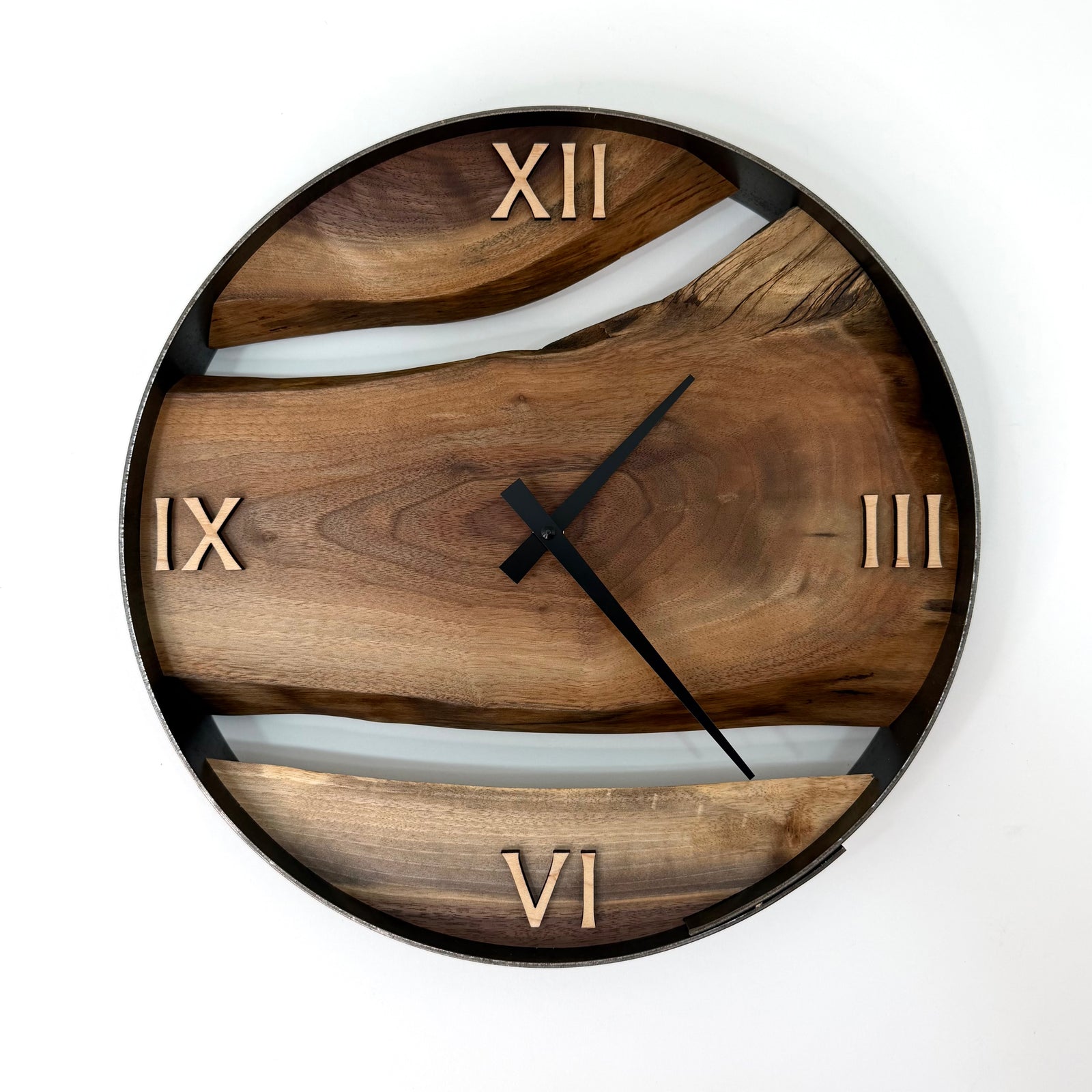 *NEW // 14” Black Walnut Live Edge Wood Wall Clock