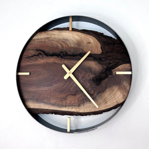 *NEW // 18” Black Walnut Live Edge Wood Wall Clock