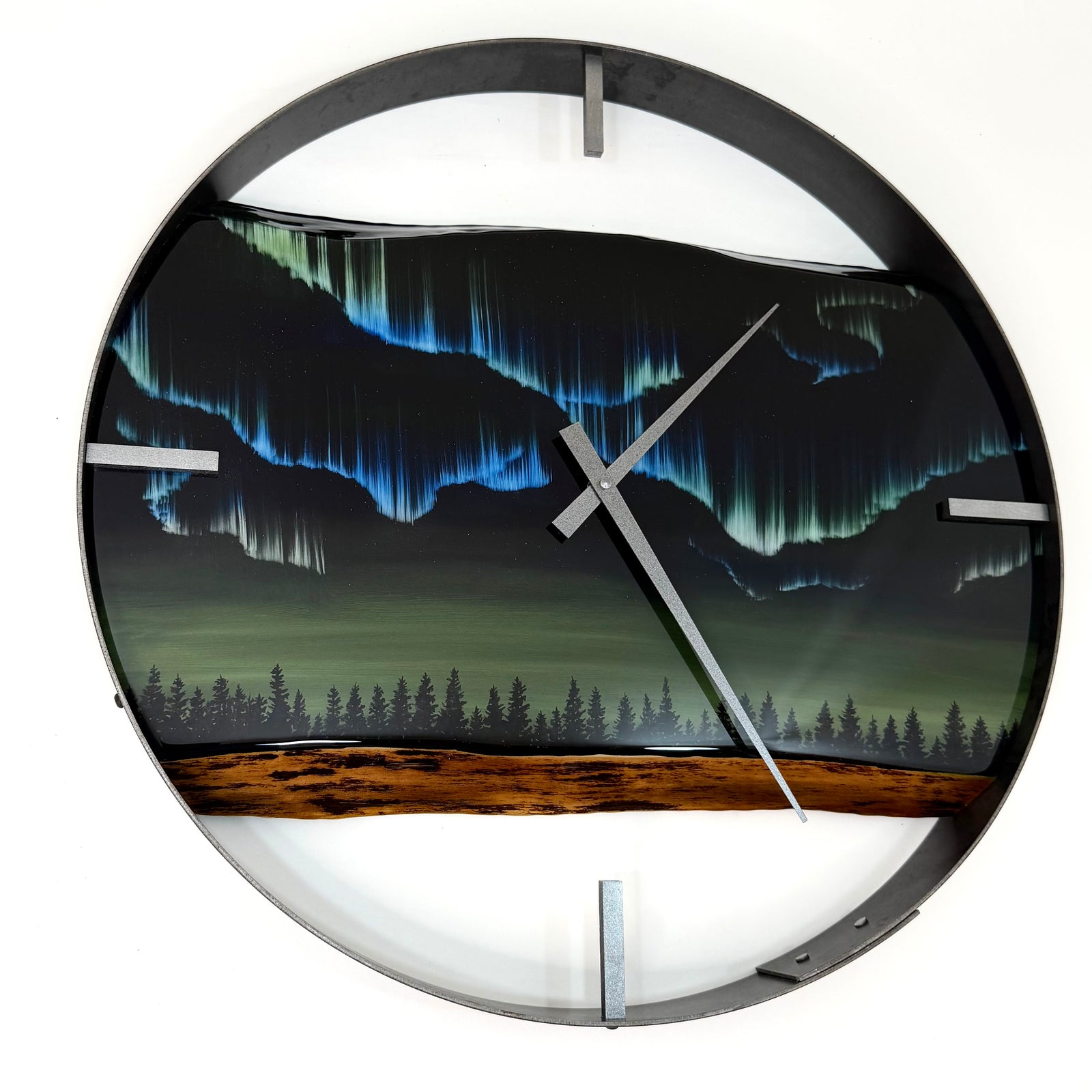 *NEW // 21” Northern Lights Live Edge Black Walnut Wood Wall Clock