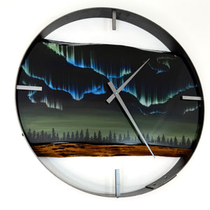 *NEW // 21” Northern Lights Live Edge Black Walnut Wood Wall Clock