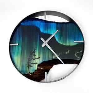 *NEW // 18” Northern Lights Live Edge Black Walnut Wood Wall Clock