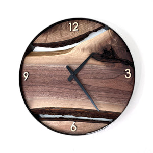 *NEW // 18” Black Walnut Live Edge Wood Clock