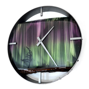*NEW // 14” Northern Lights Live Edge Black Walnut Wood Wall Clock