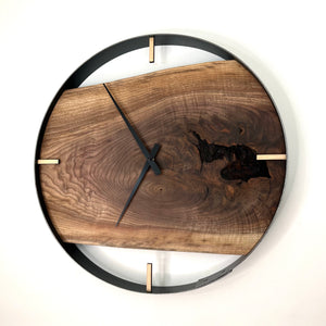 21” Black Walnut Live Edge Wood Clock