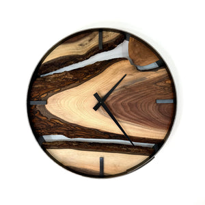 *RESERVED // 14” Black Walnut Live Edge Wood Wall Clock