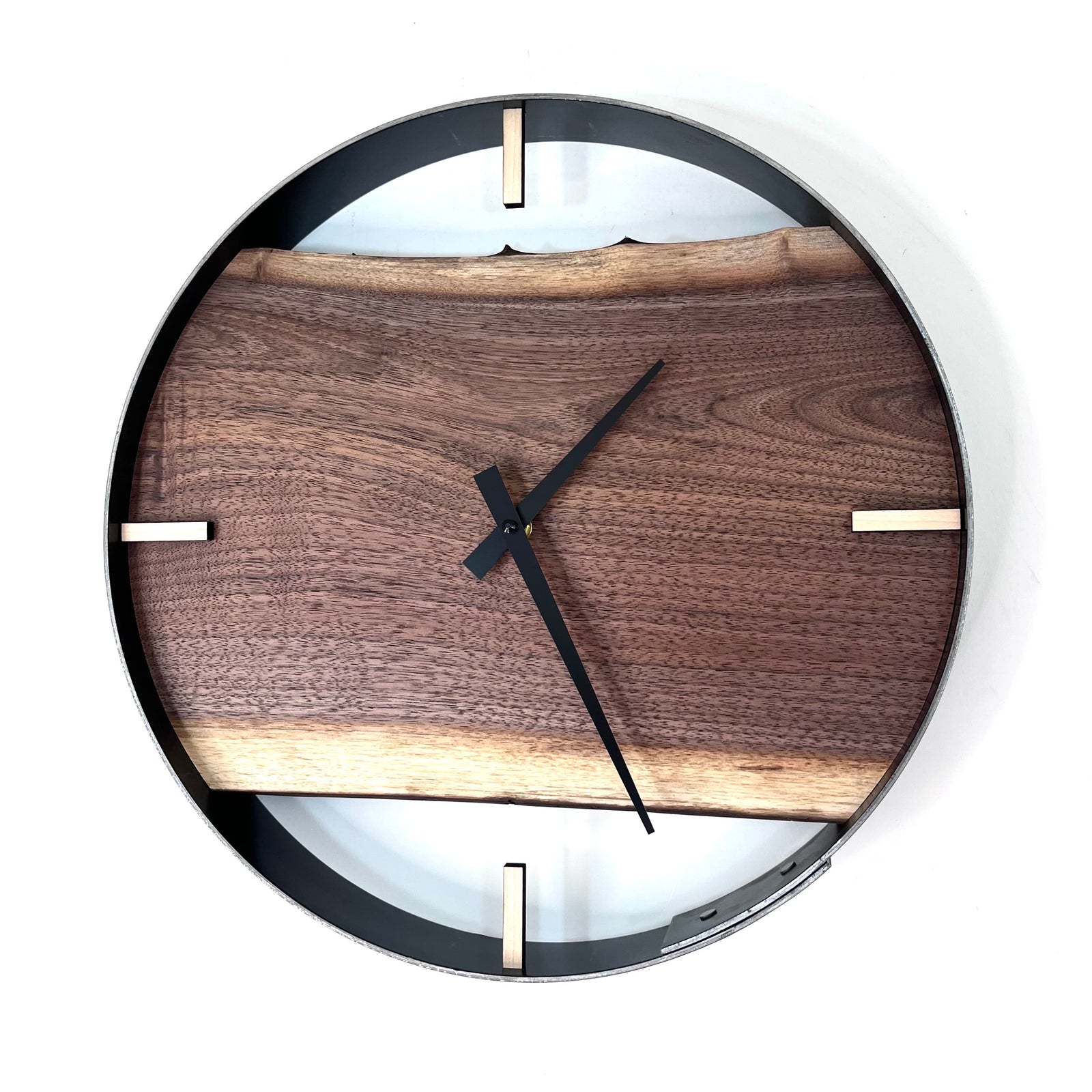 14” Black Walnut Live Edge Wood Wall Clock