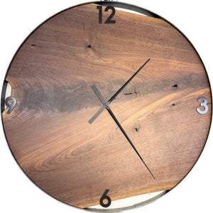 *RESERVED // 42” Black Walnut Live Edge Wood Wall Clock