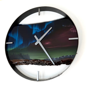 *NEW // 18” Northern Lights Live Edge Black Walnut Wood Wall Clock