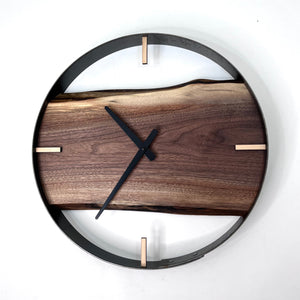 *NEW // 18” Black Walnut Live Edge Wood Wall Clock