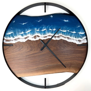 34” Life’s a Beach Live Edge Black Walnut Wall Clock
