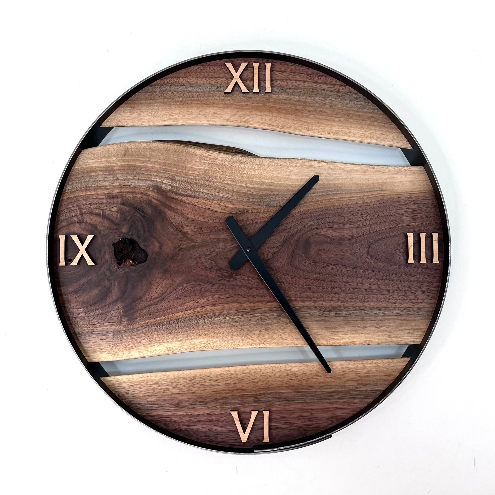 *NEW // 18” Black Walnut Live Edge Wood Clock
