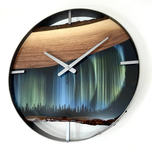*NEW // Northern Lights Live Edge Black Walnut Wood Wall Clock