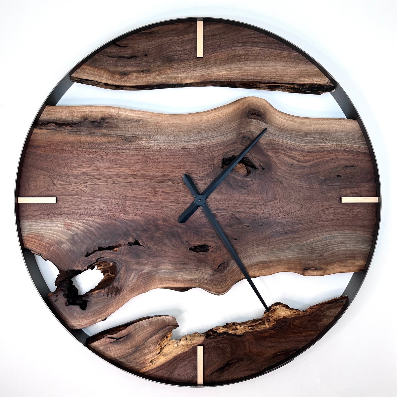 *NEW // 34” Black Walnut Live Edge Wood Wall Clock