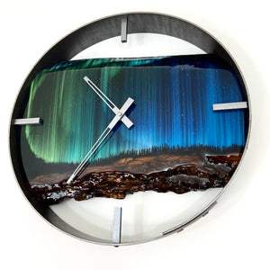 *NEW // 14” Northern Lights Live Edge Black Walnut Wood Wall Clock