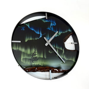 *NEW // 18” Northern Lights Live Edge Black Walnut Wood Wall Clock