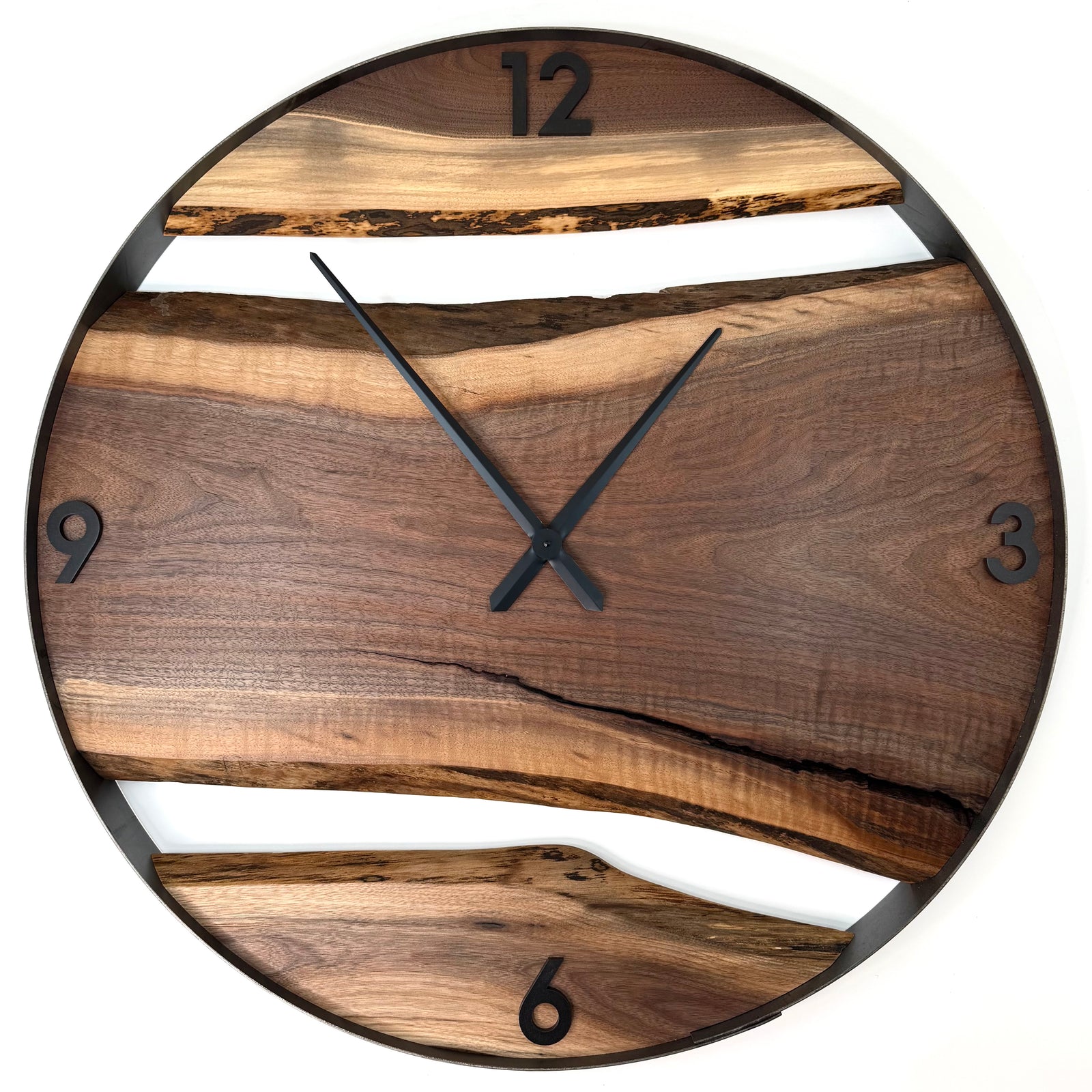 *NEW // 34” Black Walnut Live Edge Wood Wall Clock