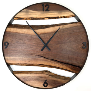 *NEW // 34” Black Walnut Live Edge Wood Wall Clock