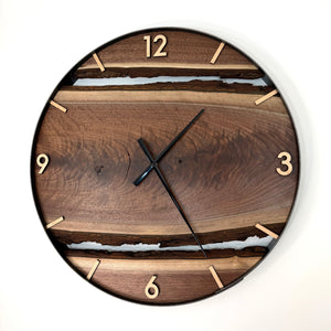 *RESERVED // 25” Black Walnut Live Edge Wood Clock