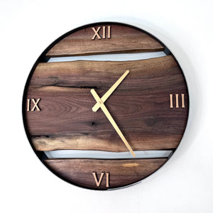 *NEW // 18” Black Walnut Live Edge Wood Clock