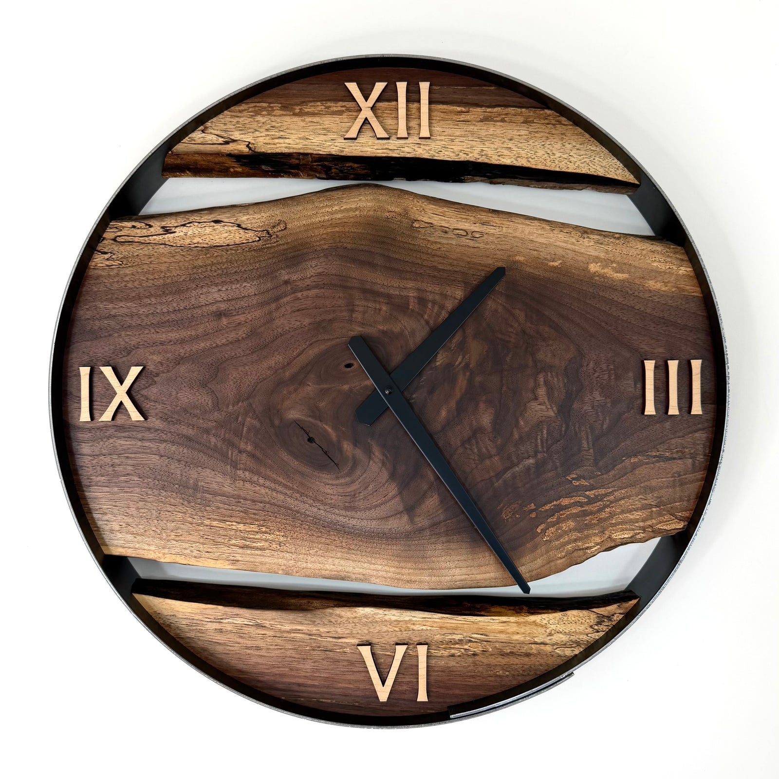 *NEW // 18” Black Walnut Live Edge Wood Clock
