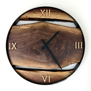 *NEW // 18” Black Walnut Live Edge Wood Clock