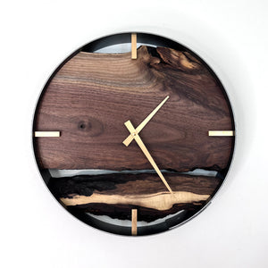 *NEW // 14” Black Walnut Live Edge Wood Wall Clock