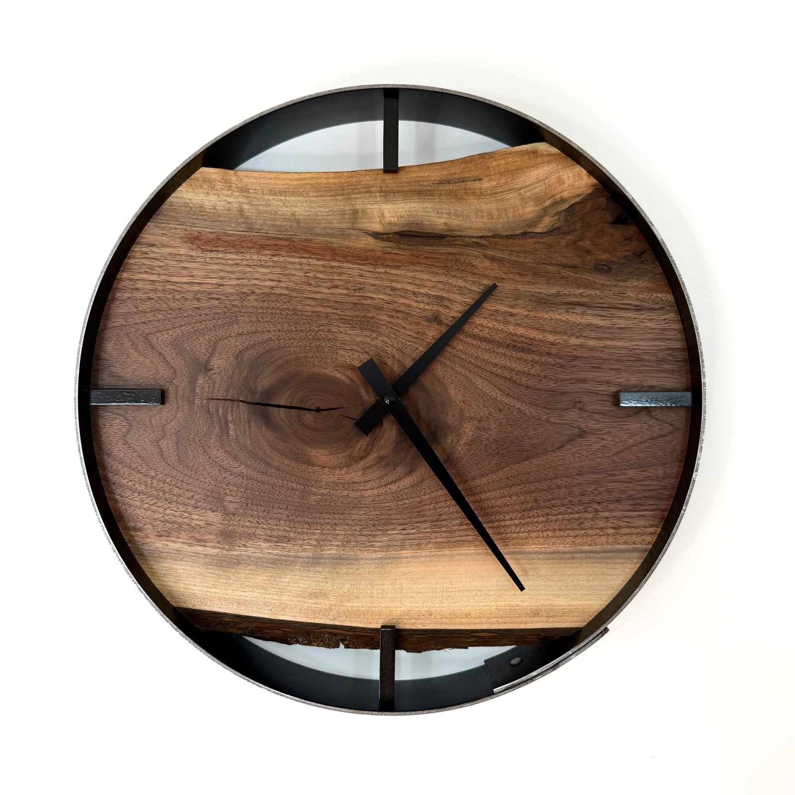 14” Black Walnut Live Edge Wood Wall Clock