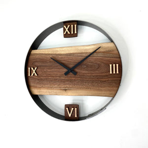 *NEW // 14” Black Walnut Live Edge Wood Wall Clock