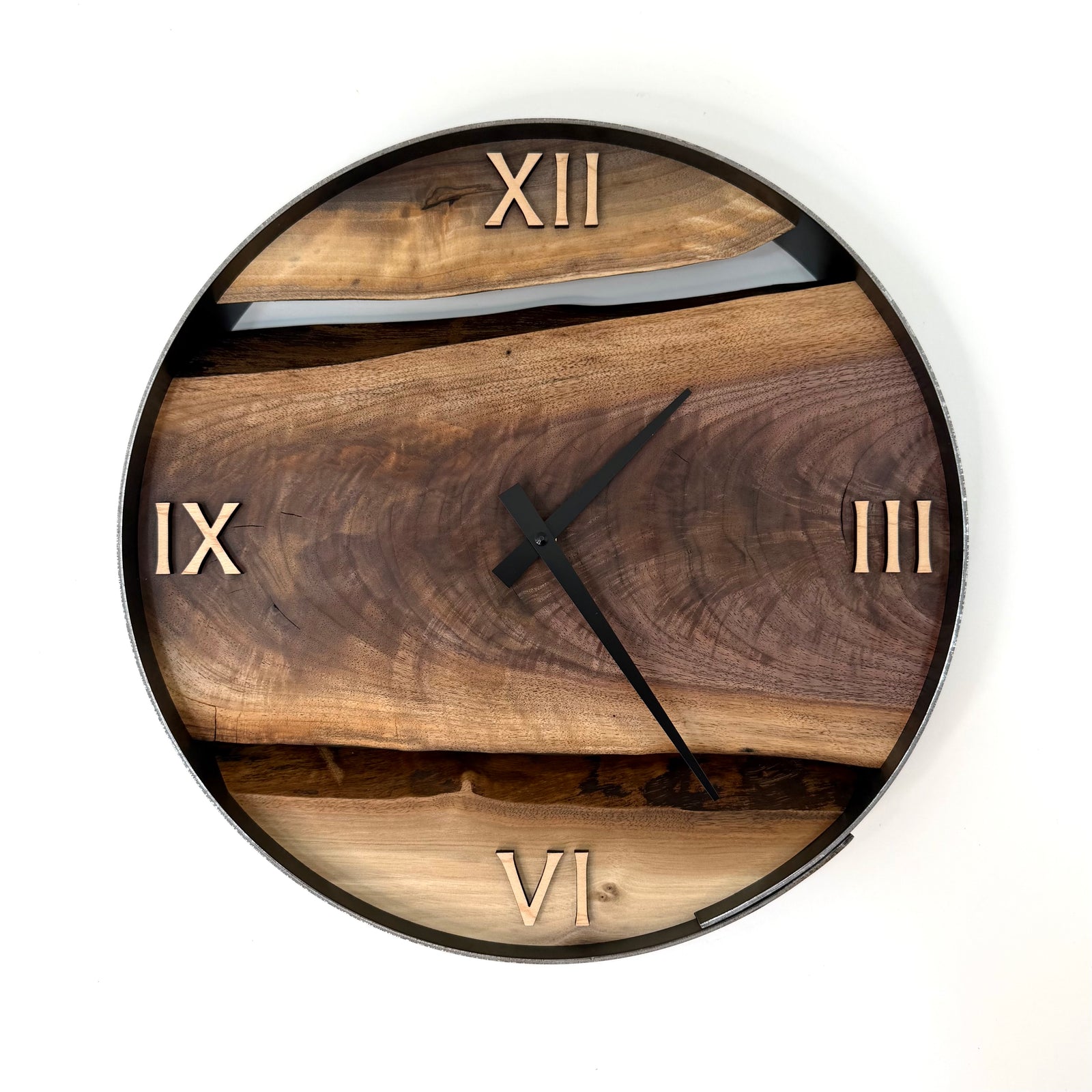 14” Black Walnut Live Edge Wood Wall Clock