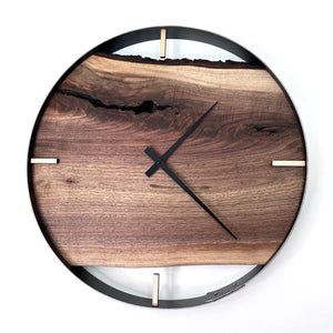 *NEW // 21” Black Walnut Live Edge Wood Clock