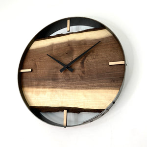 14” Black Walnut Live Edge Wood Wall Clock