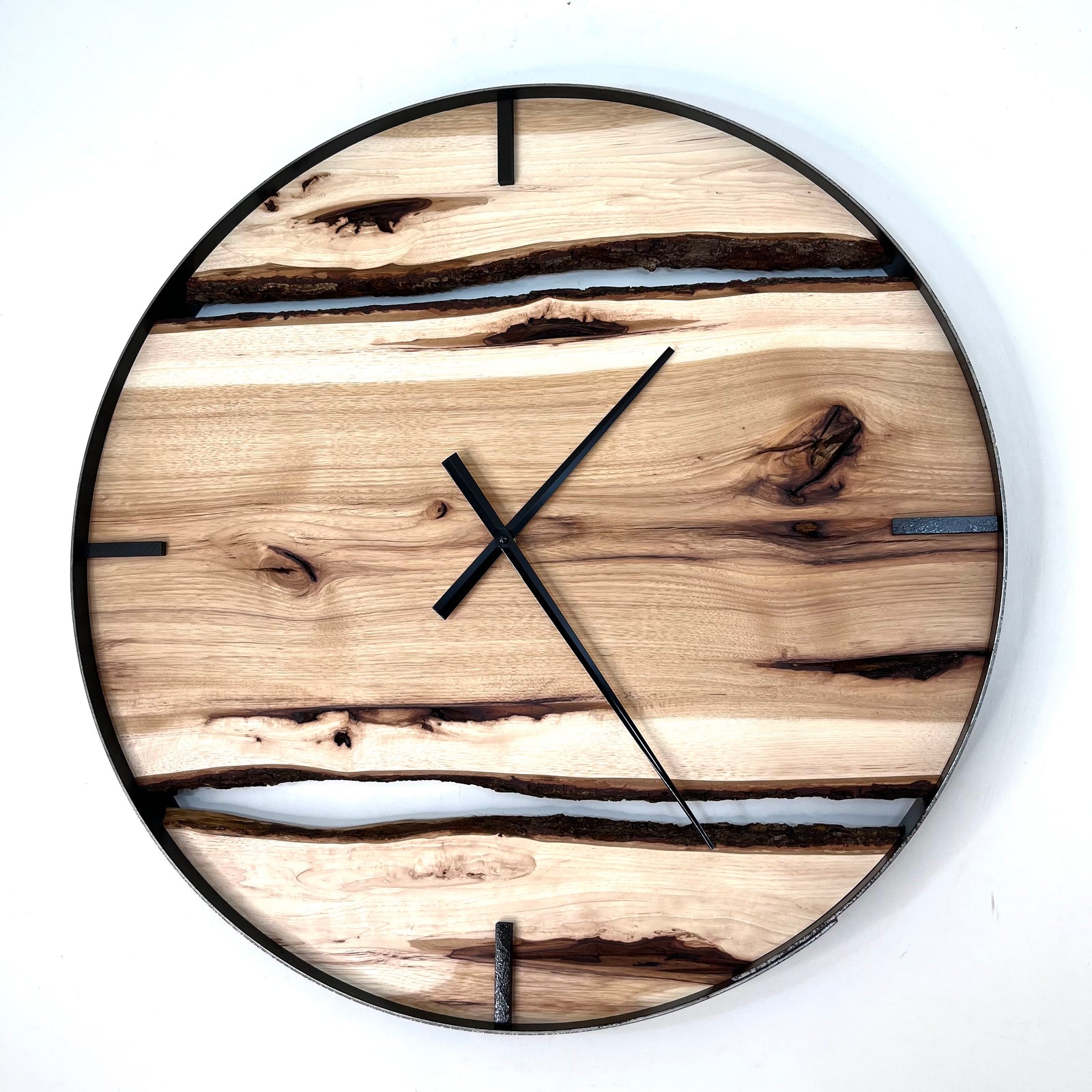 25” Hickory Live Edge Wood Clock